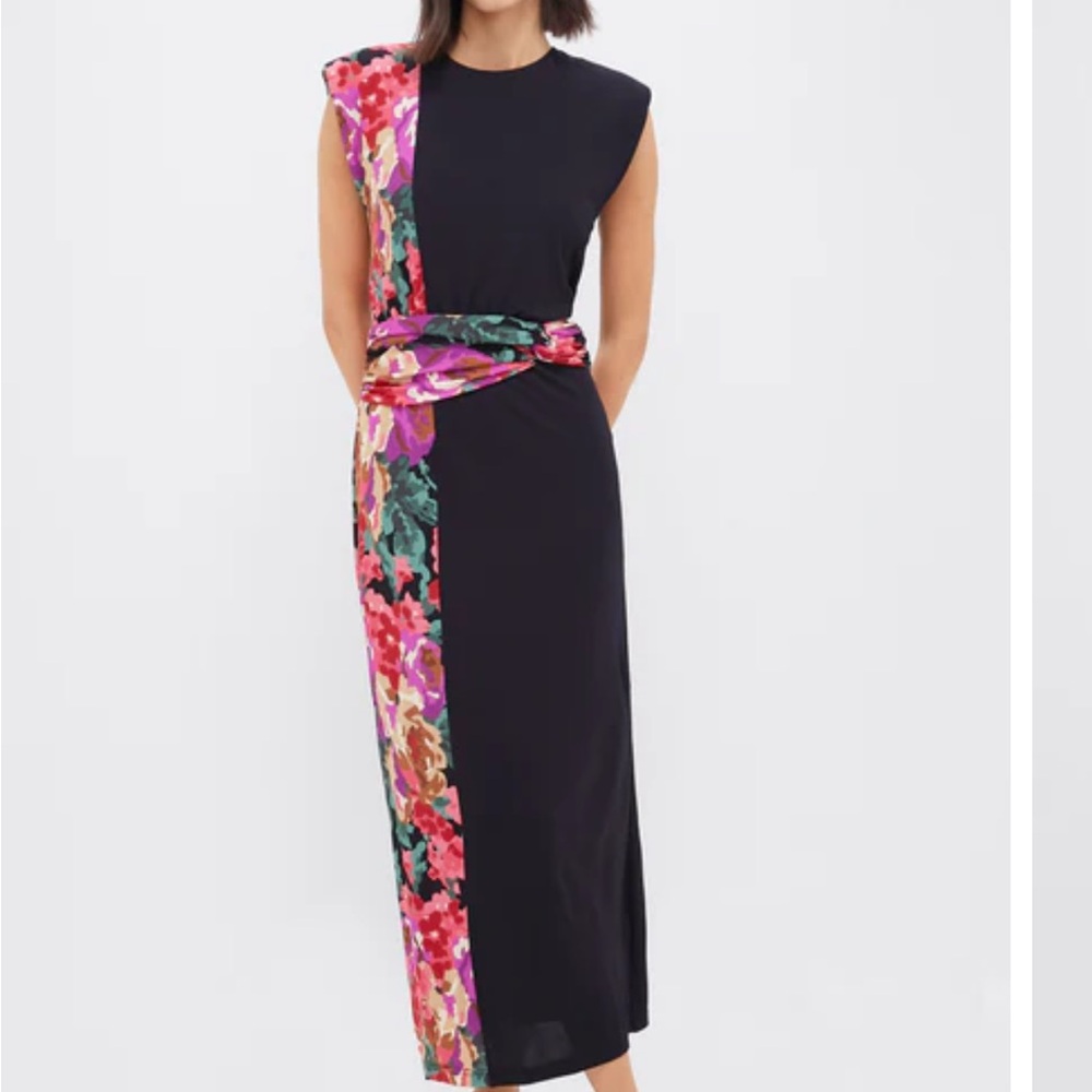 NWT new Tuckernuck climbing roses stretch Cleo Floral Black Maxi midi Dress